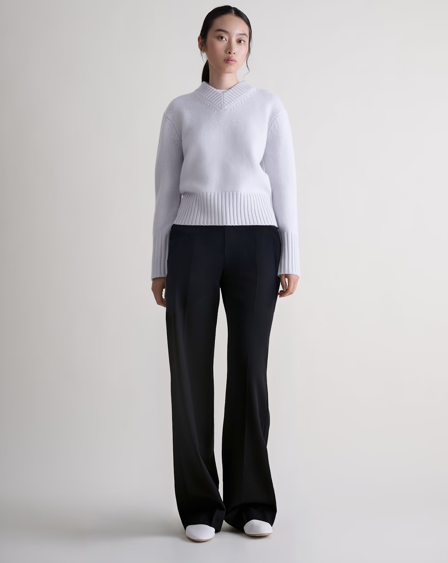 Rise &amp;amp; Fall, Women's Wool V-Neck Jumper - Ice Blue - Xs / Ice Blue