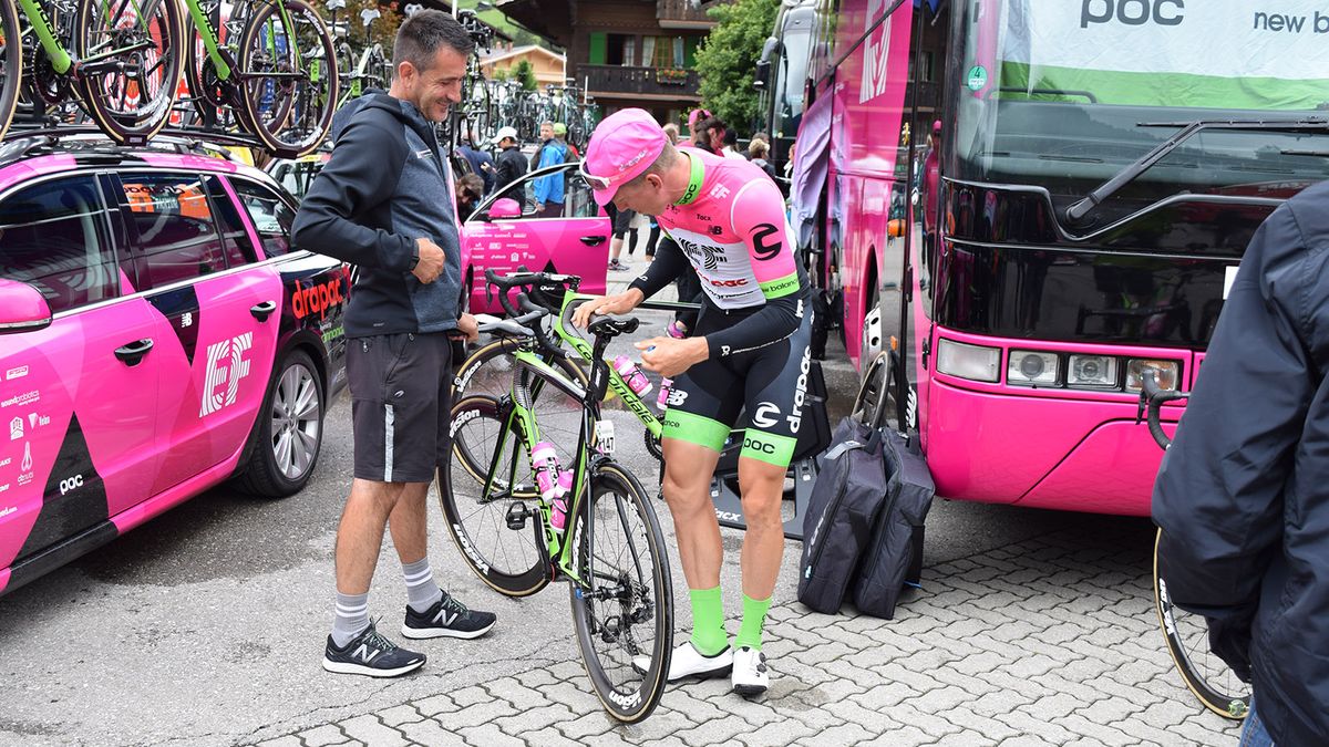 Sep Vanmarcke made some tiny adjustments to his bike ahead of stage 5 of the race