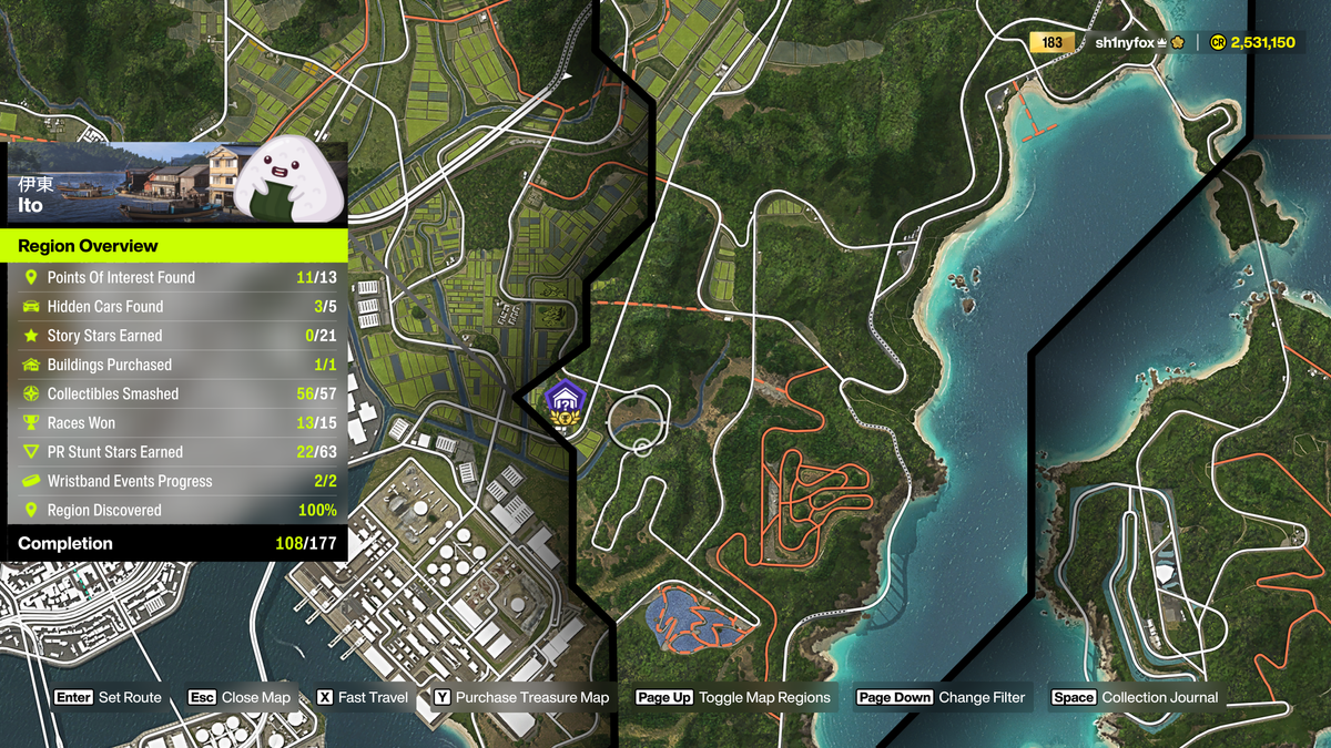 Map locations of Ito Region Barn Finds in Forza Horizon 6.