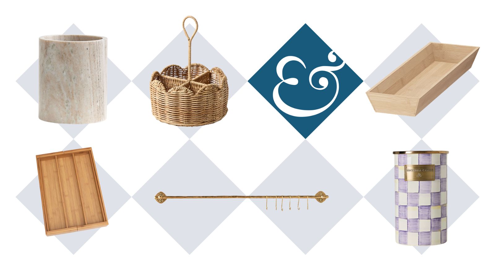 collage of kitchen storage buys for utensils