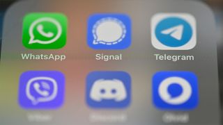 WhatsApp, Signal, and Telegram app icons