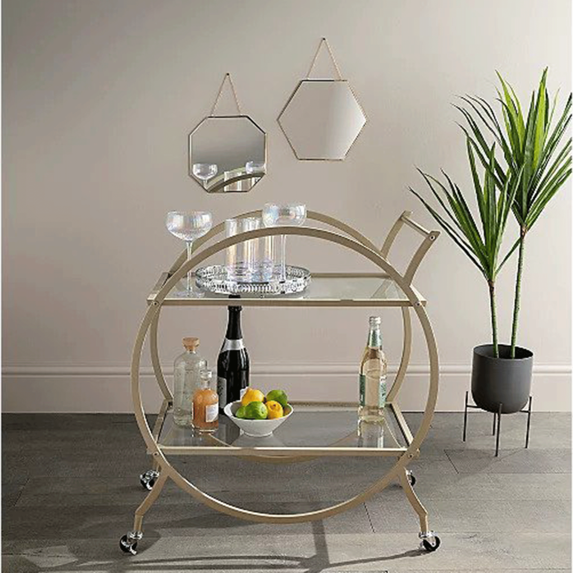 Gold Metal Trim Drinks Trolley | £35.00 at Asda