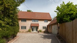 front of oak frame self build 