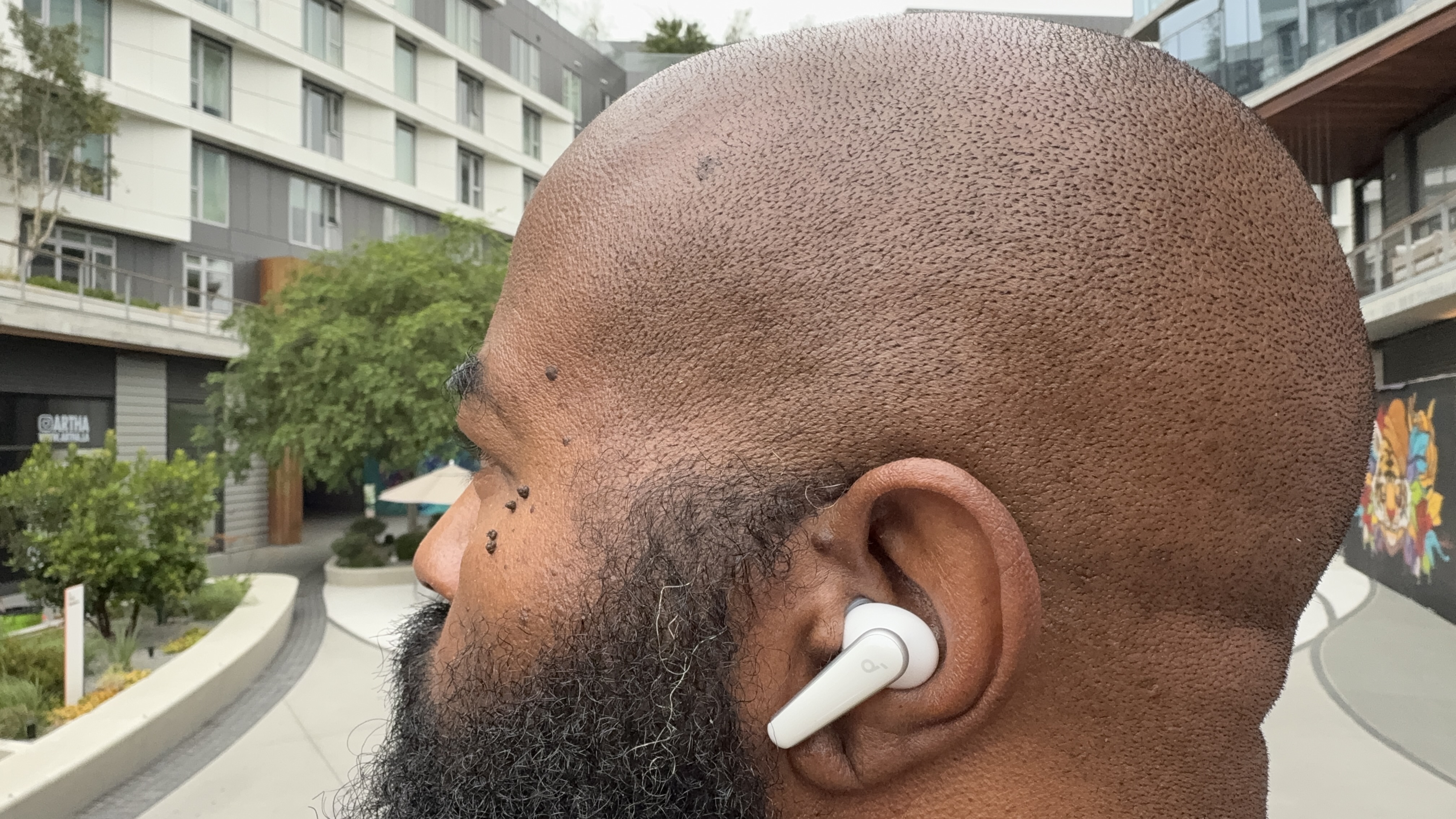 Anker Soundcore Liberty 5 being worn by the reviewer