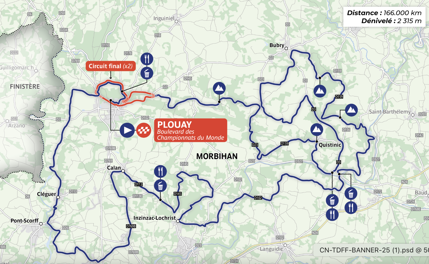 Route map for 2025 Classic Lorient Agglomération-Ceratizit