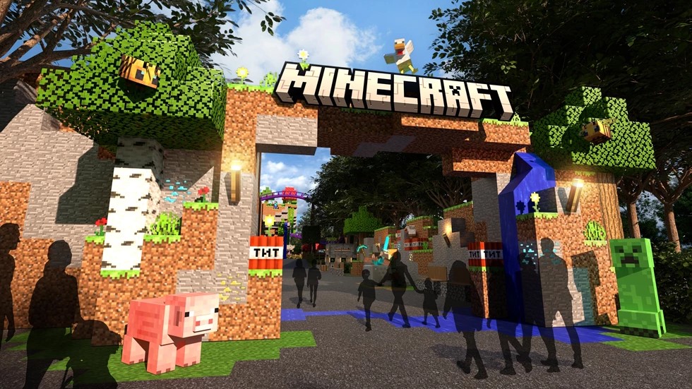 Press mock up of a Minecraft theme park