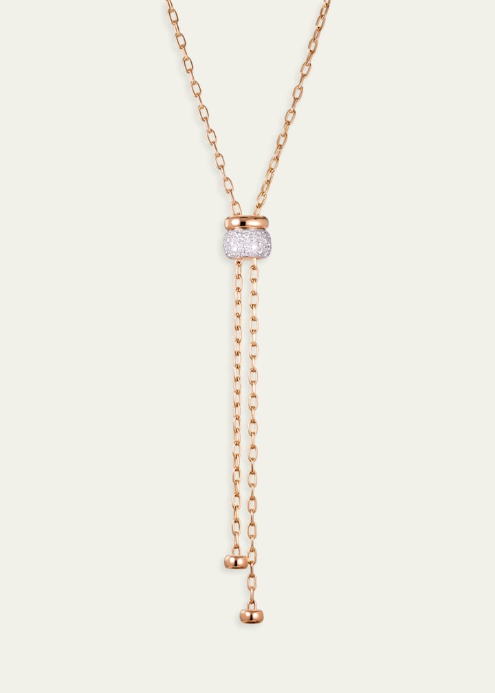 Iconica 18k Rose Gold Diamond Lariat Necklace