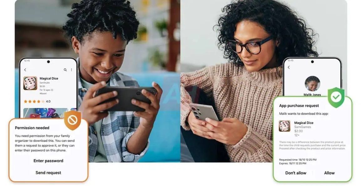 An example of the parental controls for One UI 7.