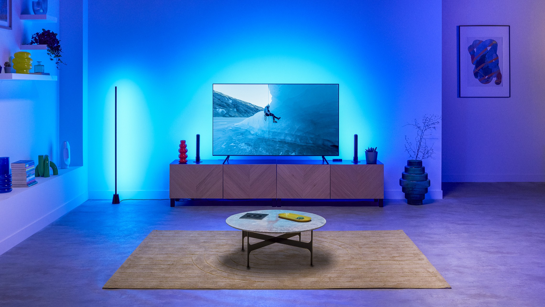 WiZ TV Sync Box with backlight behind TV