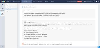 Zoho Assist's wake on LAN settings