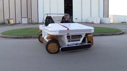 NASA engineers test-drive a prototype electric rover at Johnson Space Center