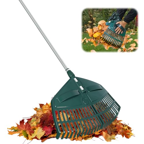 Orientools 69" Adjustable Leaf Rake With 5-Section Handle, 26-Tine Durable Plastic Head, Dual-Use Design Converts to Leaf Scoops, Lightweight Yard Rake for Lawns, Grass, Shrubs &amp;amp; Garden Cleanup