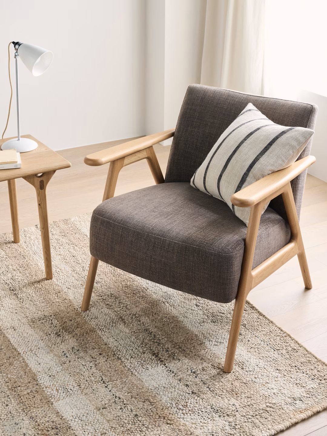 John Lewis , Hendricks Accent Chair With Light Leg in Easy Clean Basketweave Chenille Cocoa