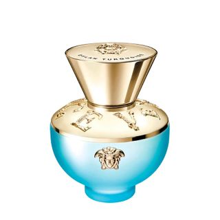 Product shot of Versace Dylan Turquoise Eau de Toilette, one of the best perfumes for women