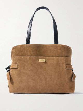 Wilson Leather-Trimmed Suede-Corduroy Tote