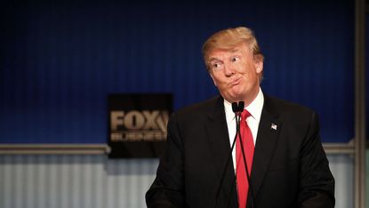 Donald Trump at a Republican primary debate hosted by Fox