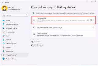 Disable Find My Device on Windows 11
