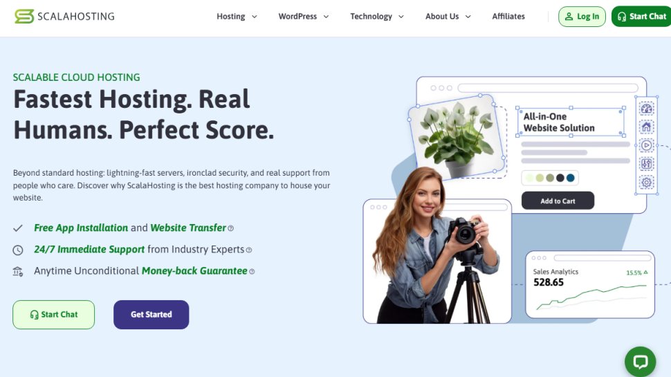 Website screenshot of ScalaHosting (July, 2025)