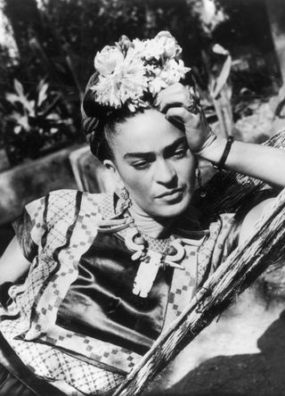 Frida Kahlo relaxing in a hammock