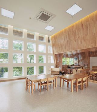 Desks at IBOBI kindergarten, by VMDPE Design, Shenzhen City