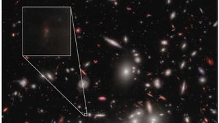 James Webb Space Telescope image showing dozens of distant galaxies in deep space.