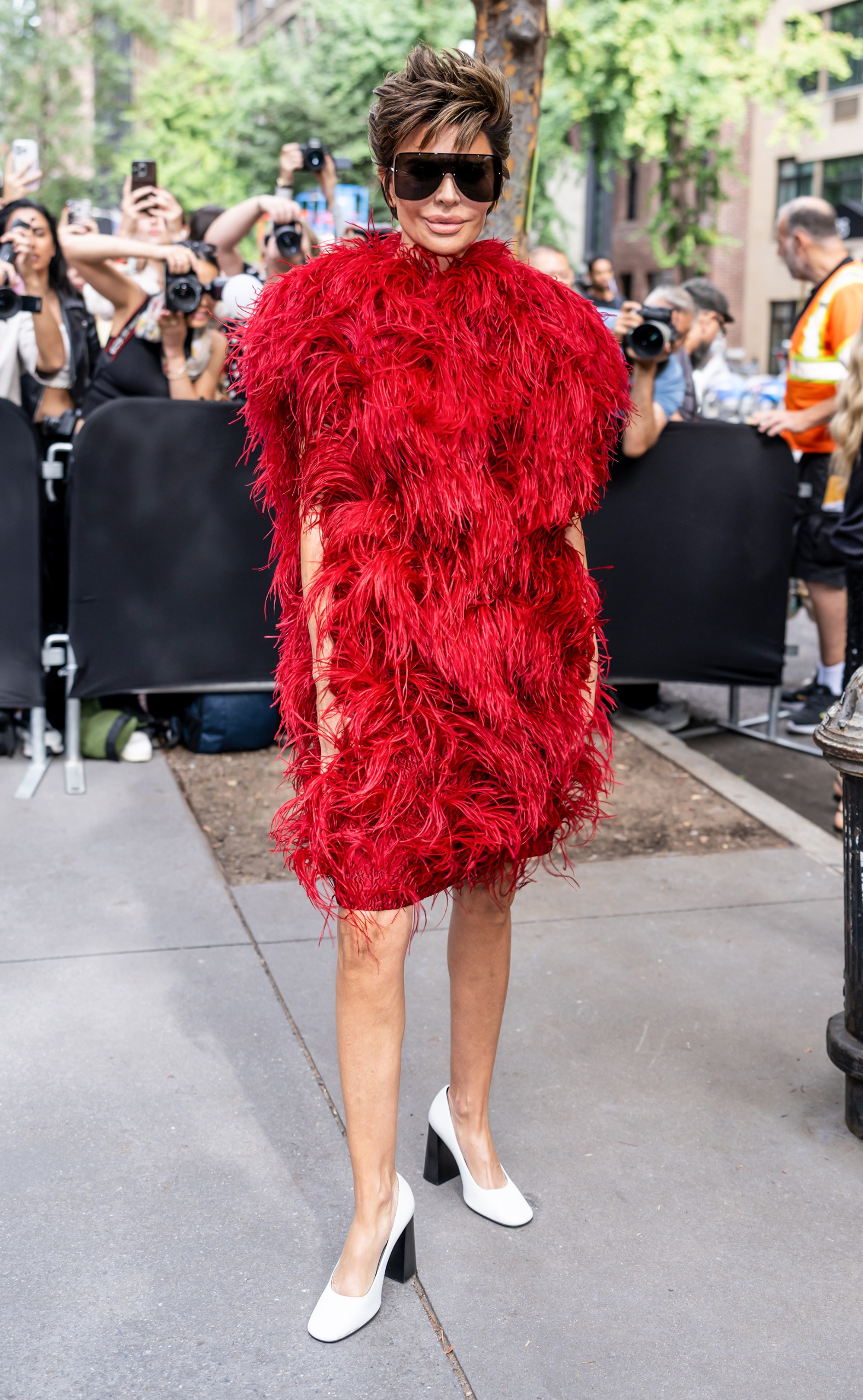 The red color trend on the street style scene at New York Fashion Week Spring/Summer 2027