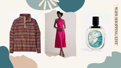 the woman&amp;home shopping edit for January 2023 featuring a fleece, pink satin dress and perfume