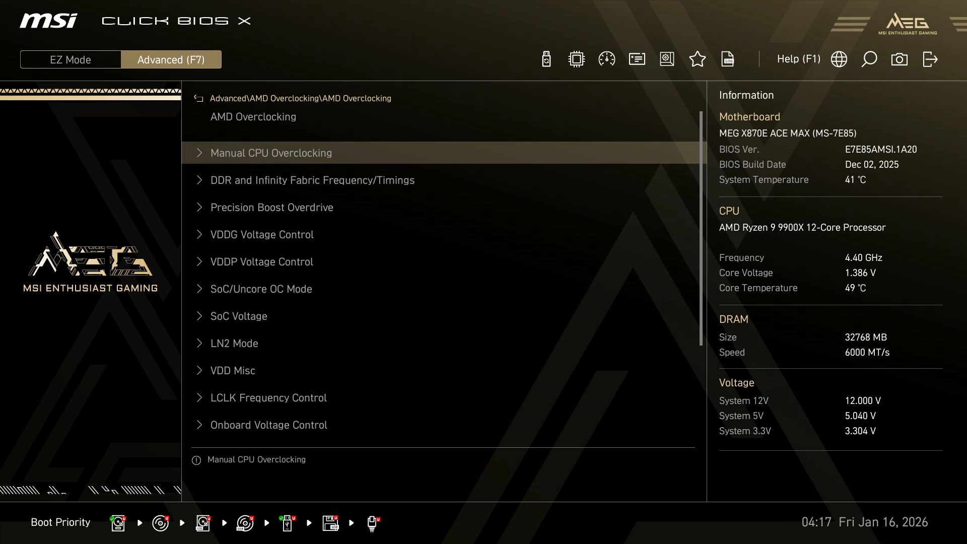 MSI MEG X870E Ace Max - BIOS