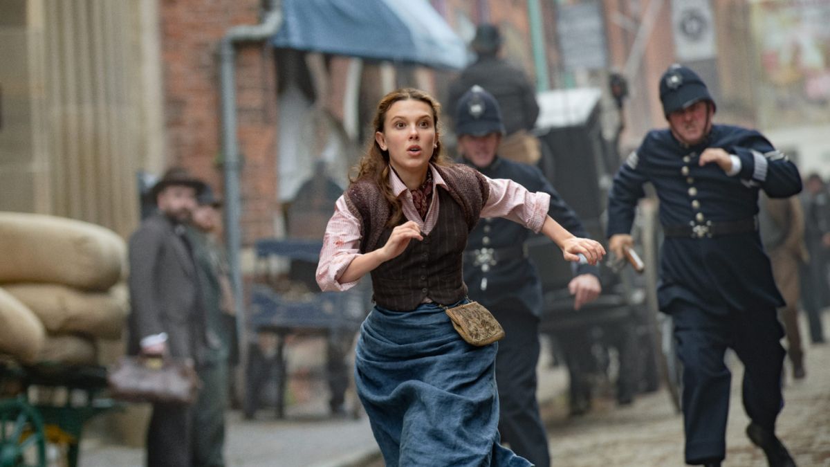 Millie Bobby Brown in Enola Holmes 2. 