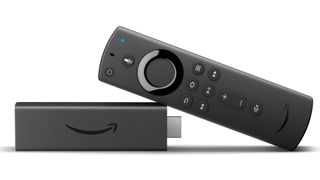 Amazon Fire TV 4K plus Alexa remote on a white background