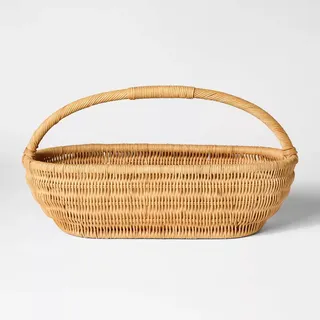 Long Oval Rattan Decorative Basket Brown - Threshold™ Designed With Studio Mcgee