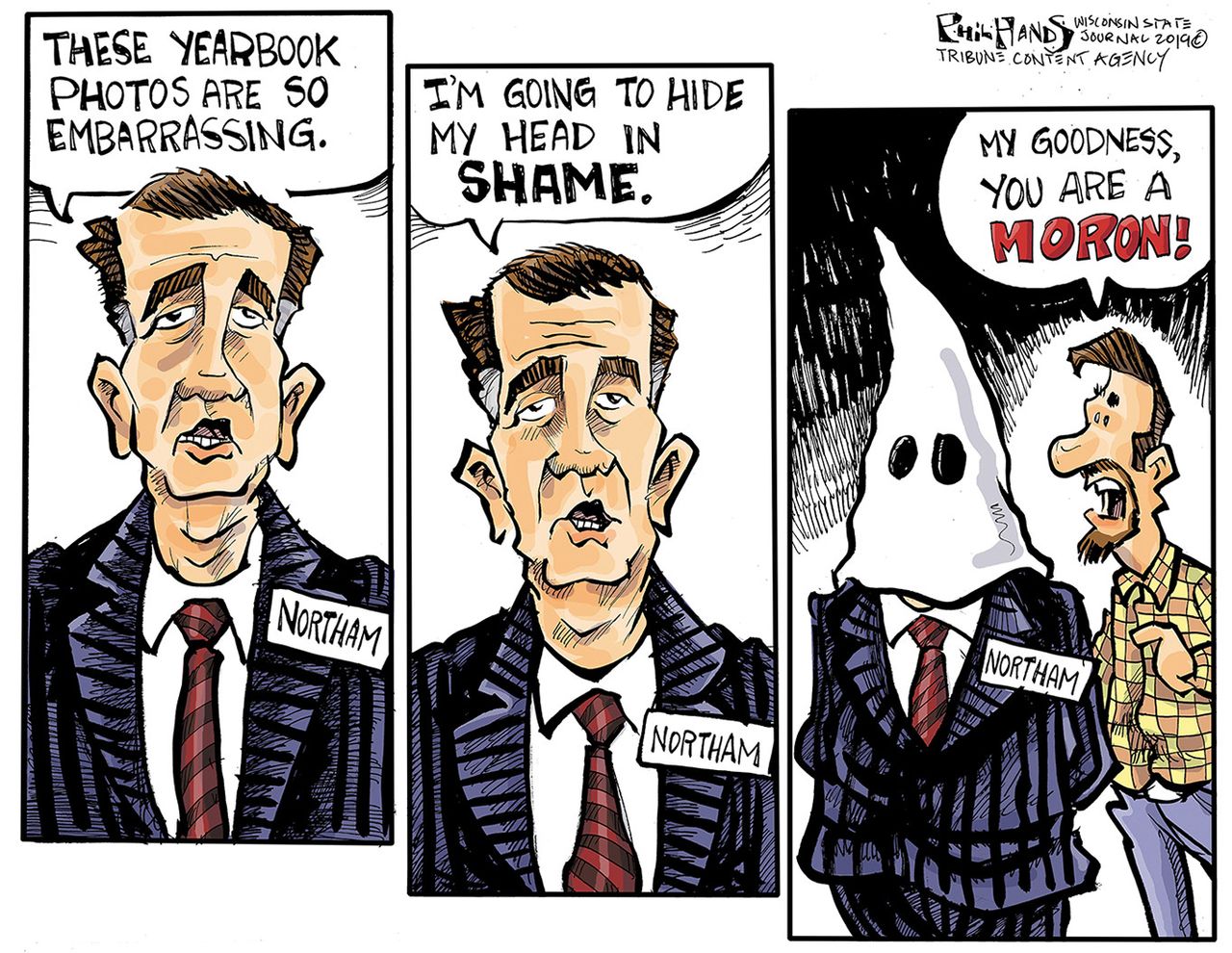 Political Cartoon U.S. Ralph Northam Racism KKK