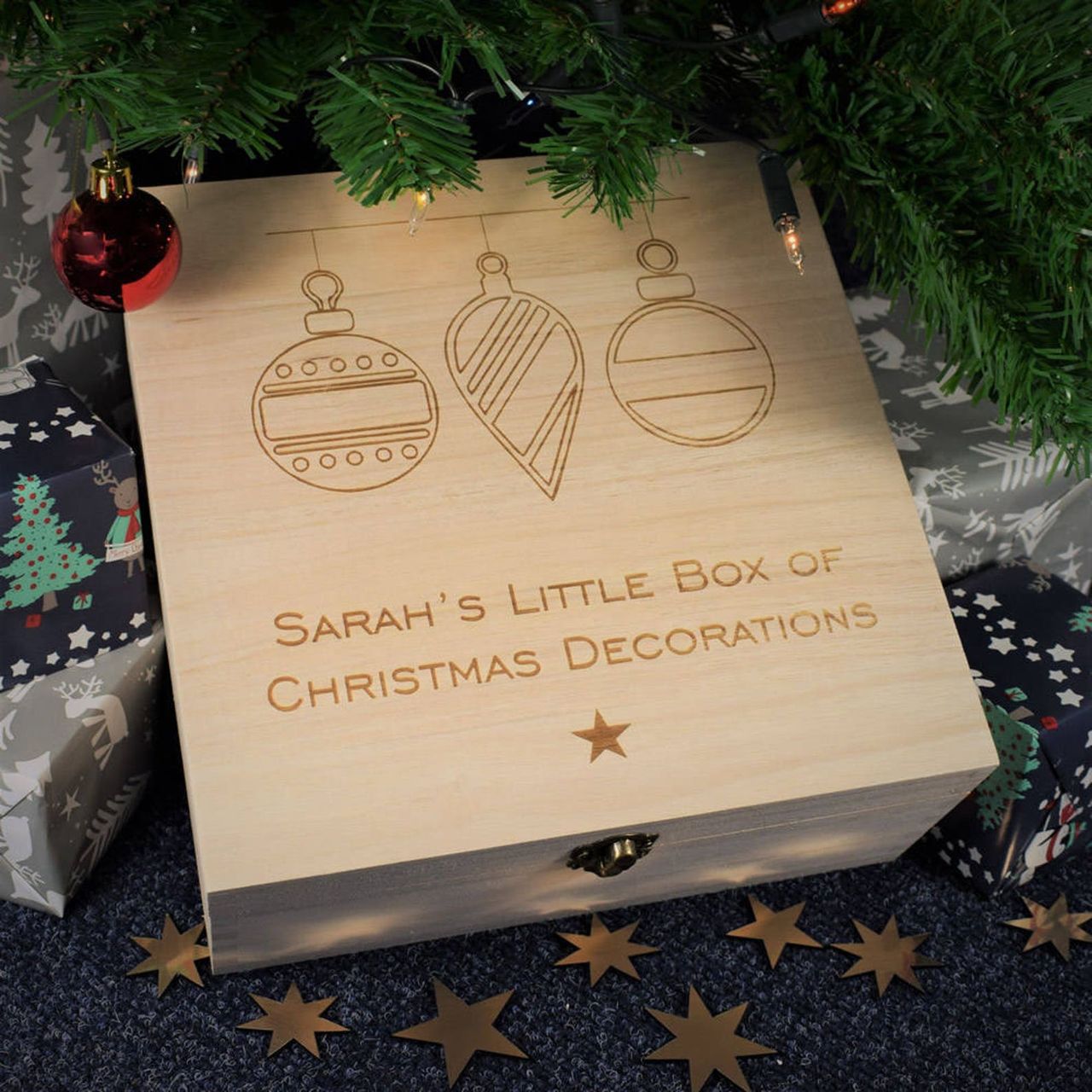 Wooden Christmas Ornaments Storage Box