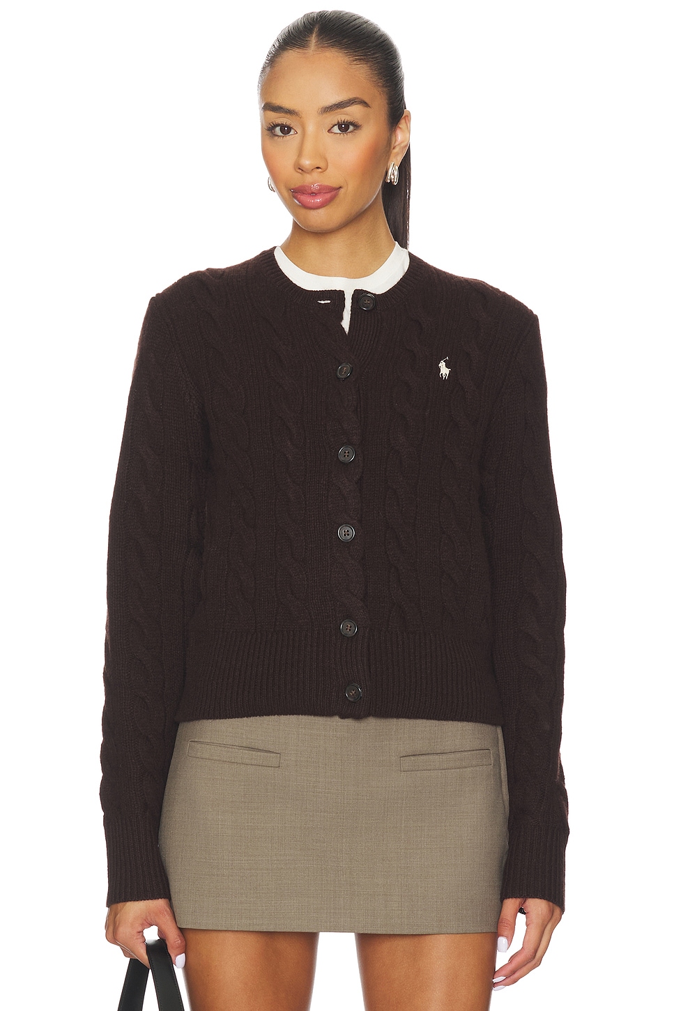 Cable Knit Wool Cashmere Cardigan