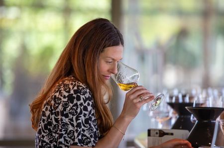 Georgie Hindle tasting Sauternes