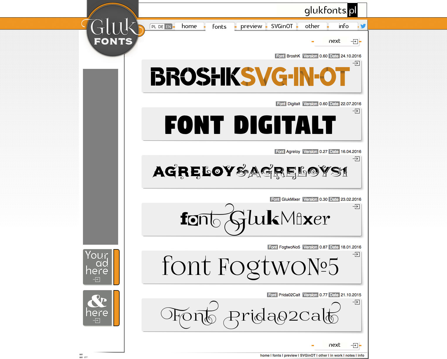 download free fonts: Glukfonts