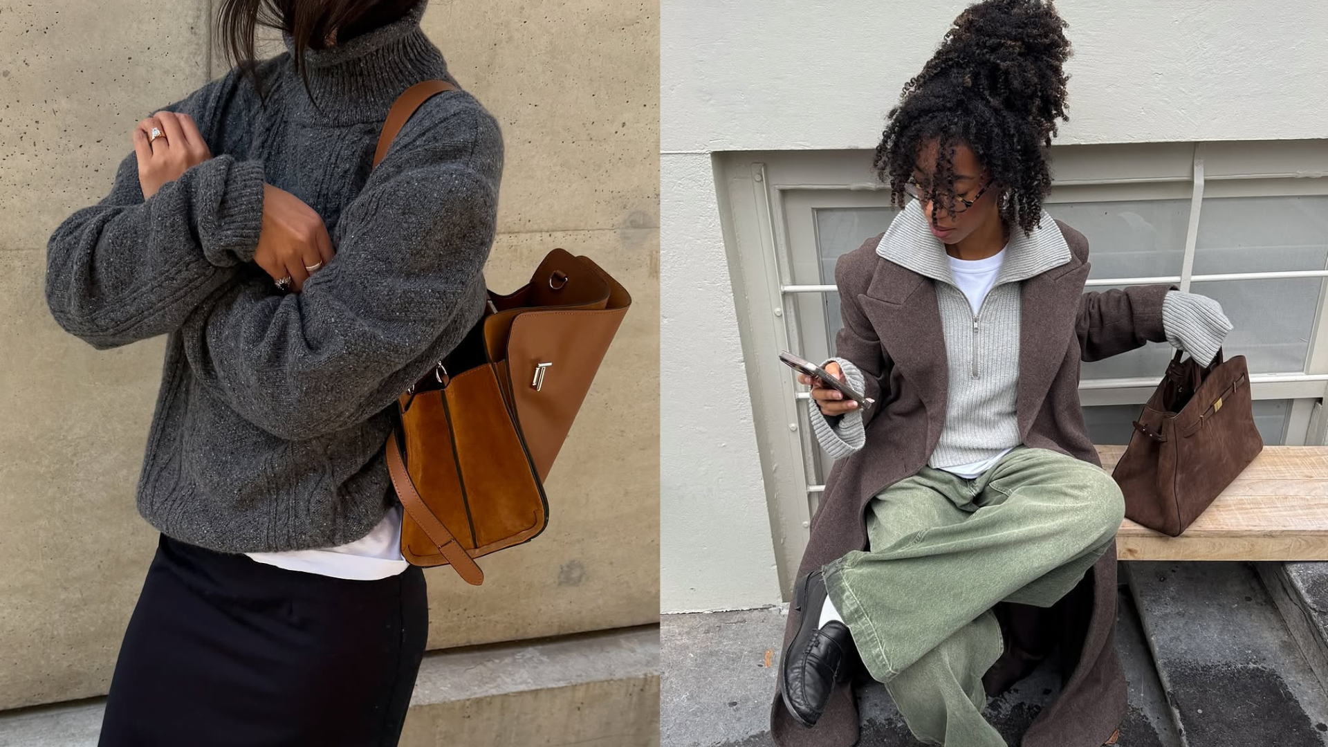 Collage of women wearing winter 2025 outfits.