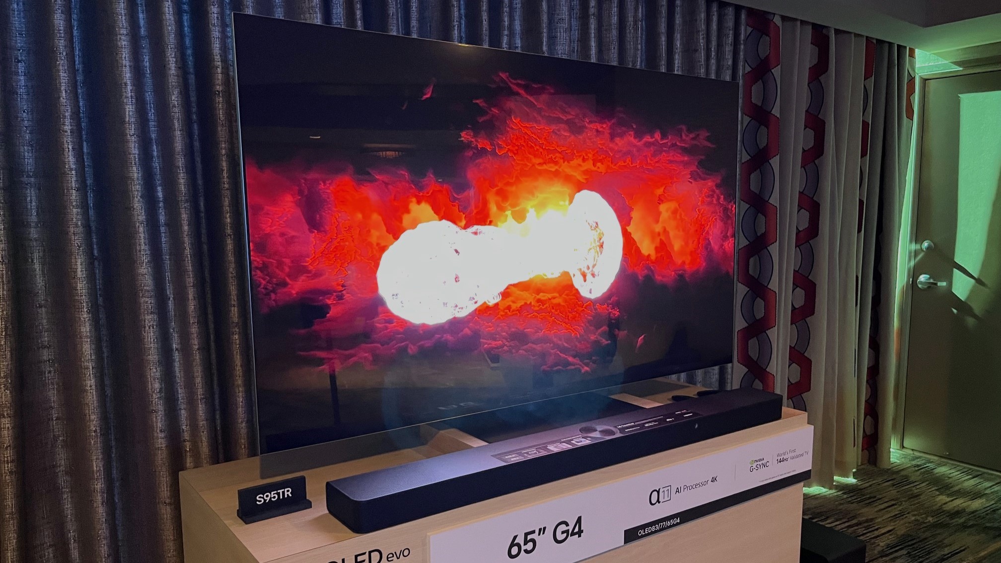 LG G4 OLED TV showing an abstract image