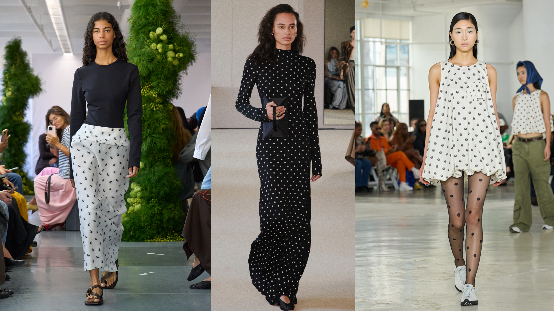 models wearing polka dot trend during new york fashion week