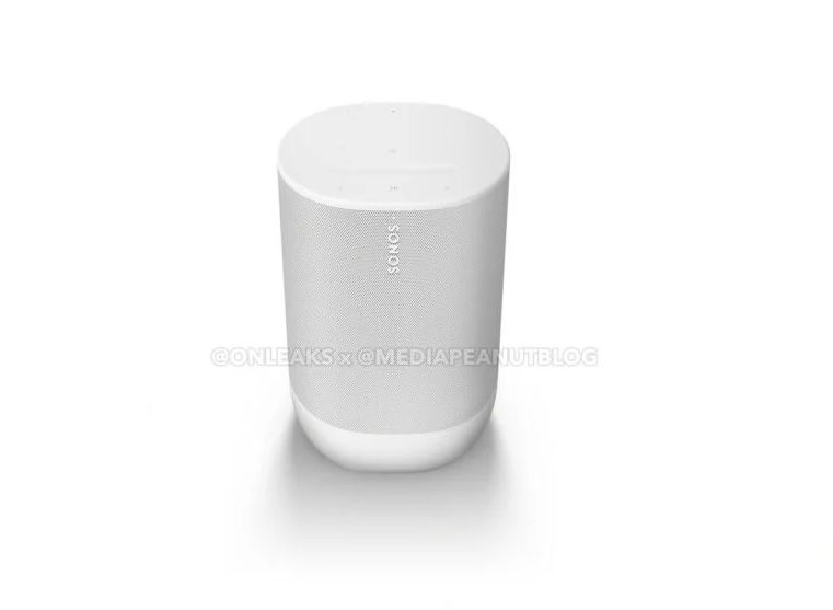 A leaked render of the Sonos Move 2 in white.