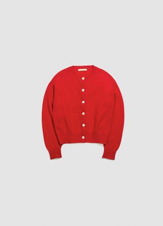 Ada Crewneck Cardigan in Poppy Red