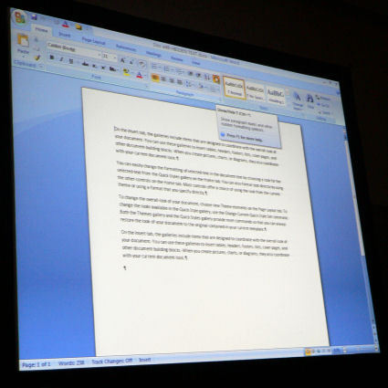 Back in Word, the offending passages have disappeared. Alexieff's point is that the Office Open XML format makes documents not only accessible but manipulable outside Office, in a way that hasn't been done before.