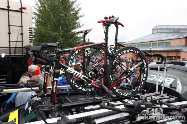 BMC veteran George Hincapie's race bike arrives in Breckenridge for the last time as a professional rider.
