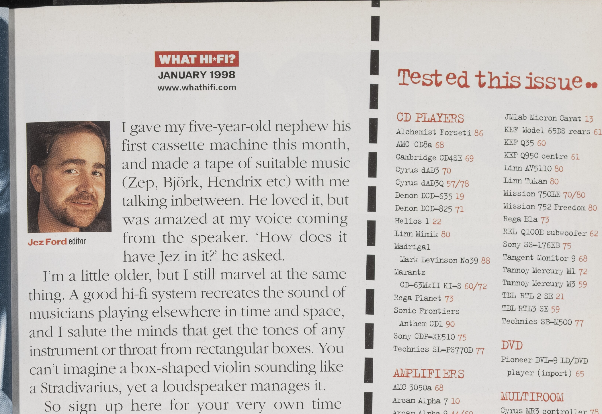Jez Ford headshot on magazine page