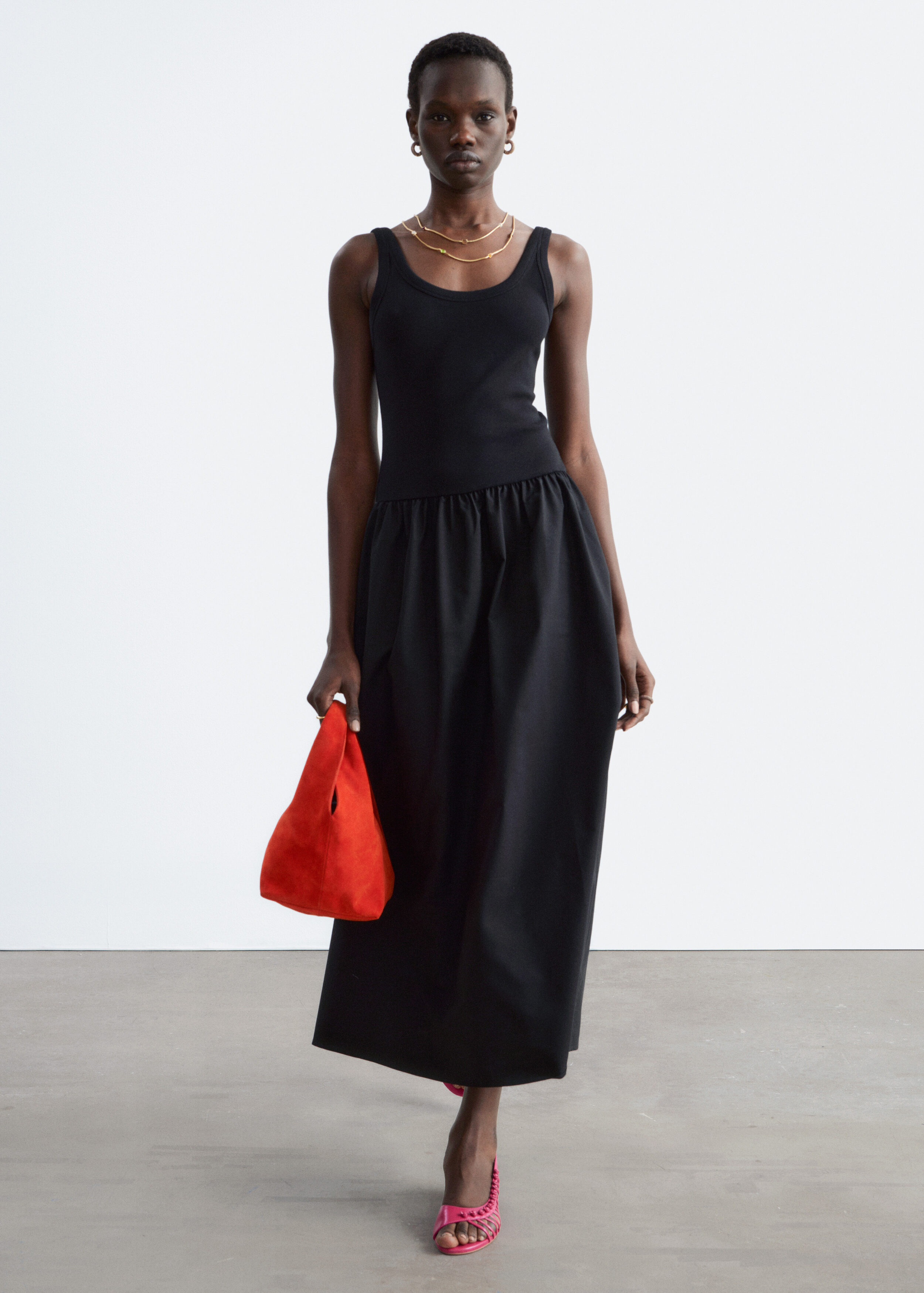 cotton rib midi dress