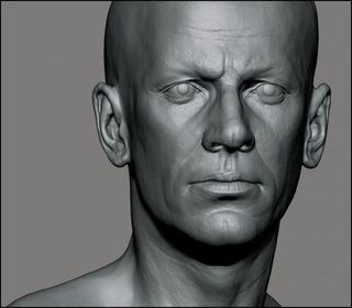 The ZBrush sculpt contains all the imperfections in the skin, such as the subtle acne scars on the cheeks