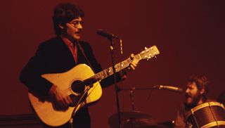 Robbie Robertson performing with The Band at Queens College, New York, 9 January, 1970