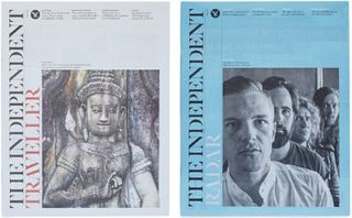 The Independent's vertical masthead device features on Willey's new cover templates for the Radar and Traveller sections, as well as the front page, creating coherence and continuity across the new identity.