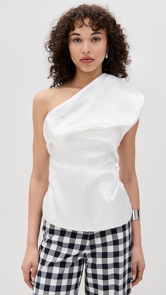 Marques'almeida Heavy Satin Sleeveless Fitted Draped Top