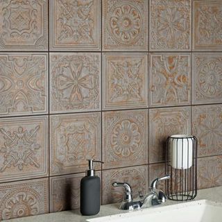embossed tiles in bathroom